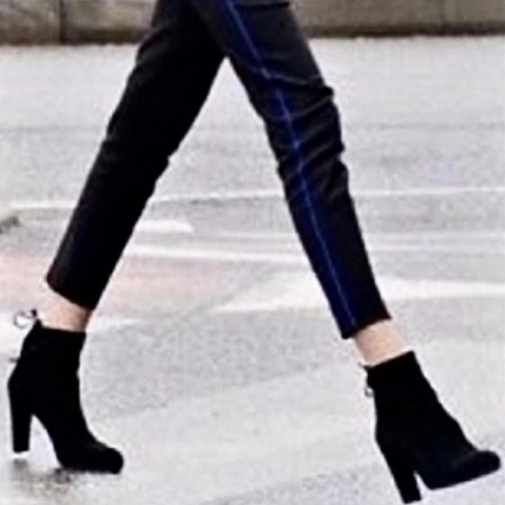 Stuart Weitzman Benita Boots Black Stretch Suede Leather Bootie US 6